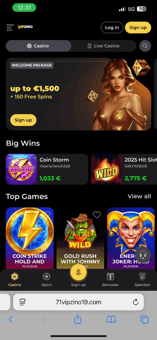 Vipzino Casino — mobiel